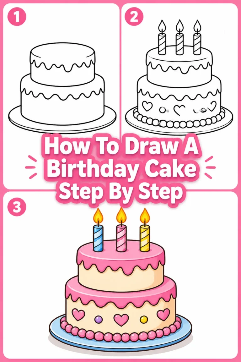 🎂 How To Draw A Birthday Cake Step By Step