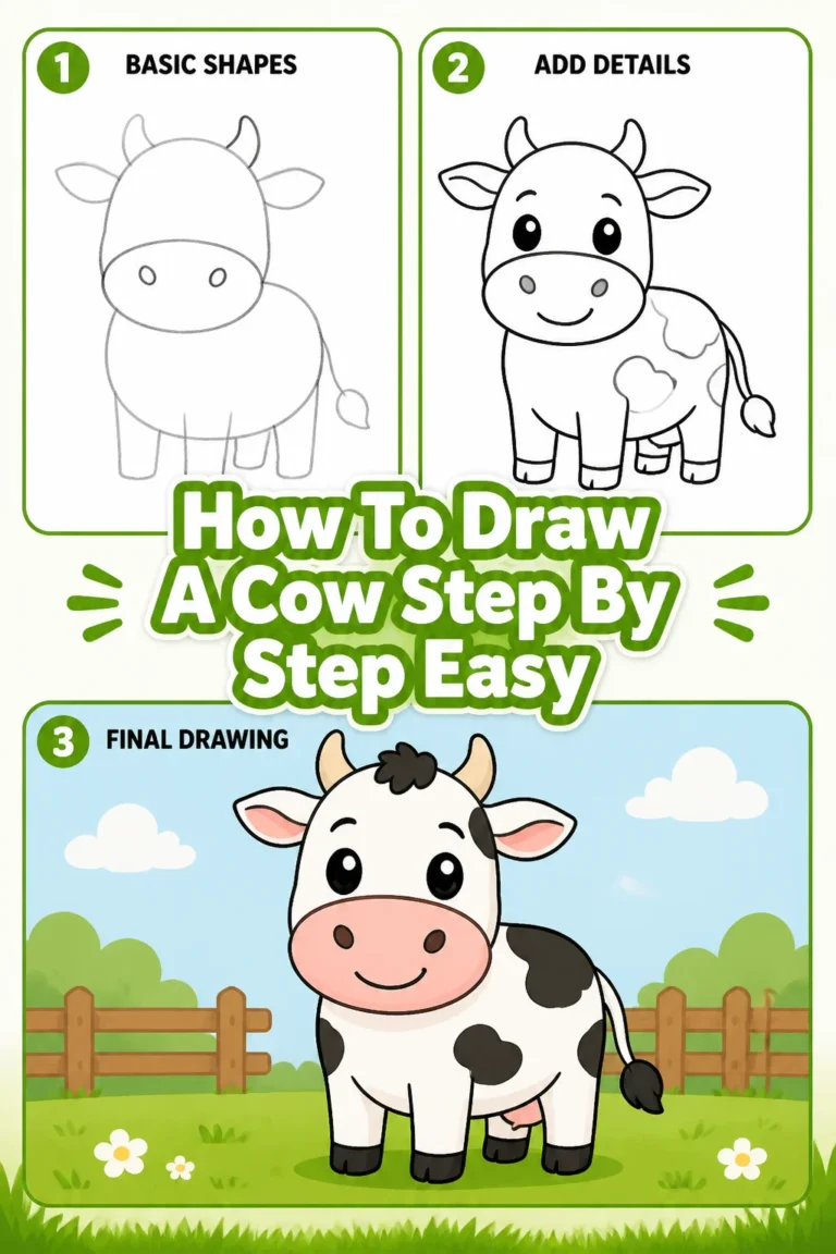 🐄 How To Draw A Cow Step By Step Easy
