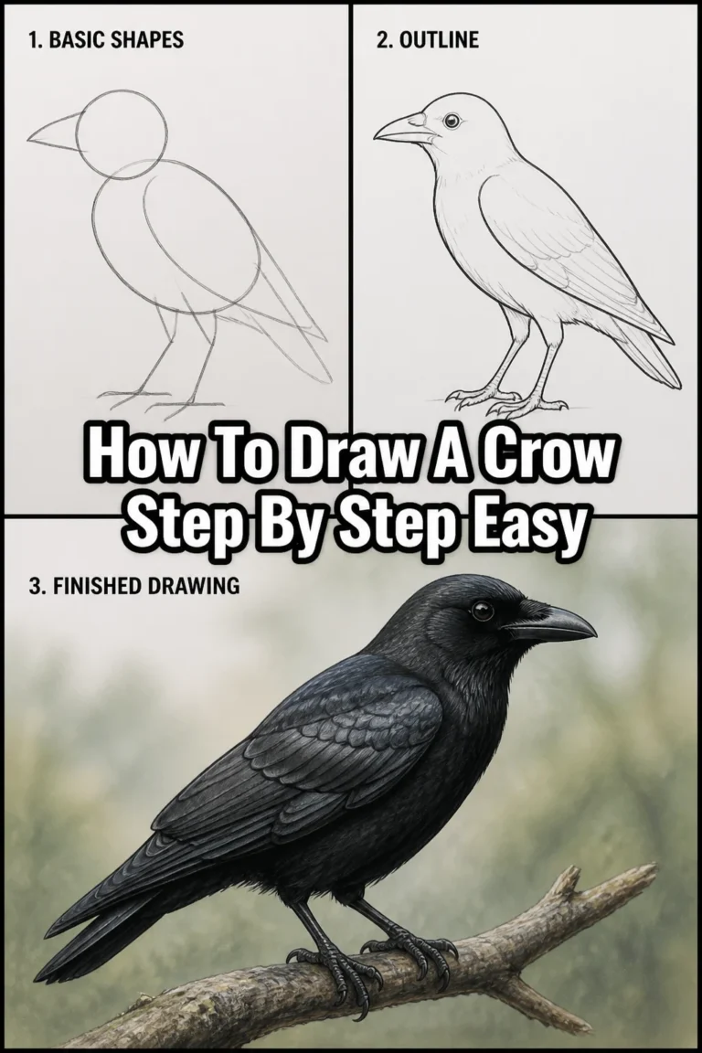 🪶 How To Draw A Crow Step By Step Easy