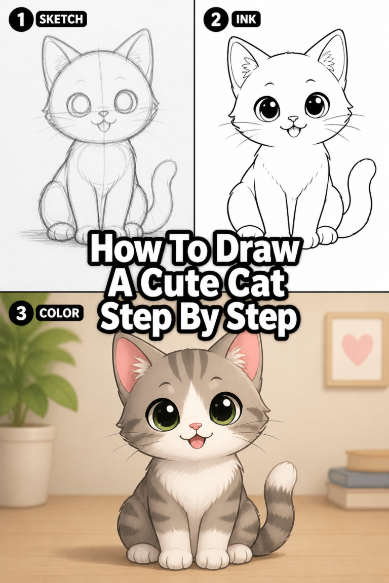 🐱 How To Draw A Cute Cat Step By Step – MelodyWillingham.com Art Ideas