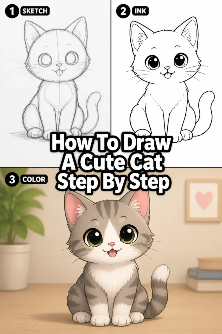 🐱 How To Draw A Cute Cat Step By Step