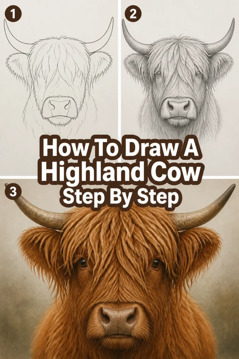 How To Draw A Highland Cow Step By Step