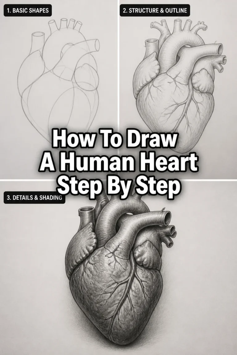 How To Draw A Human Heart Step By Step