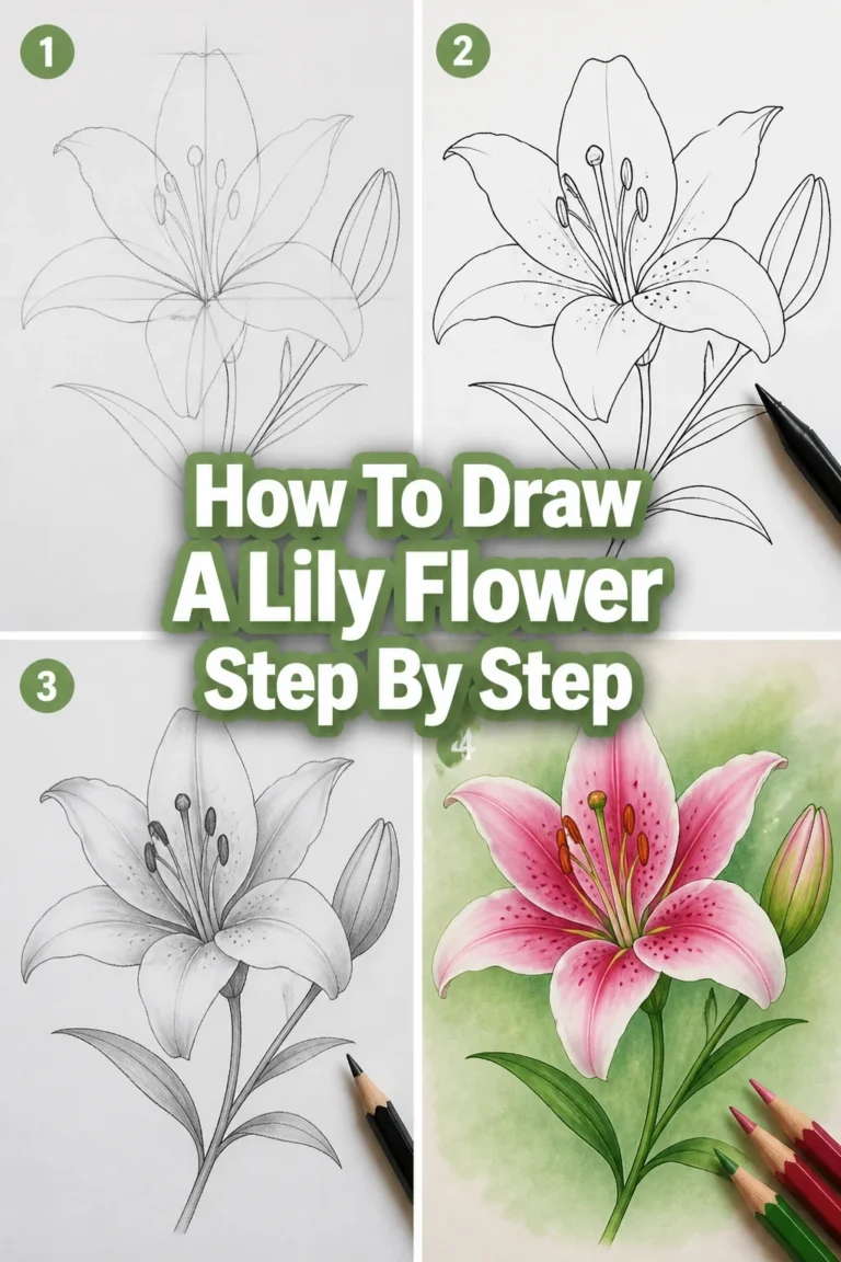 🌸 How To Draw A Lily Flower Step By Step