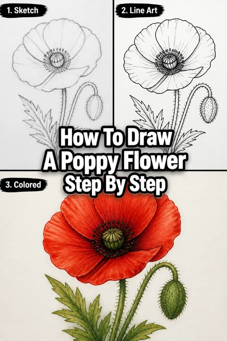 How To Draw A Poppy Flower Step By Step
