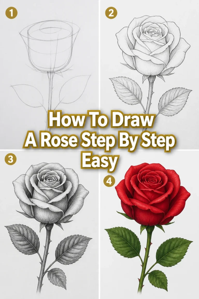 🌹 How To Draw A Rose Step By Step Easy