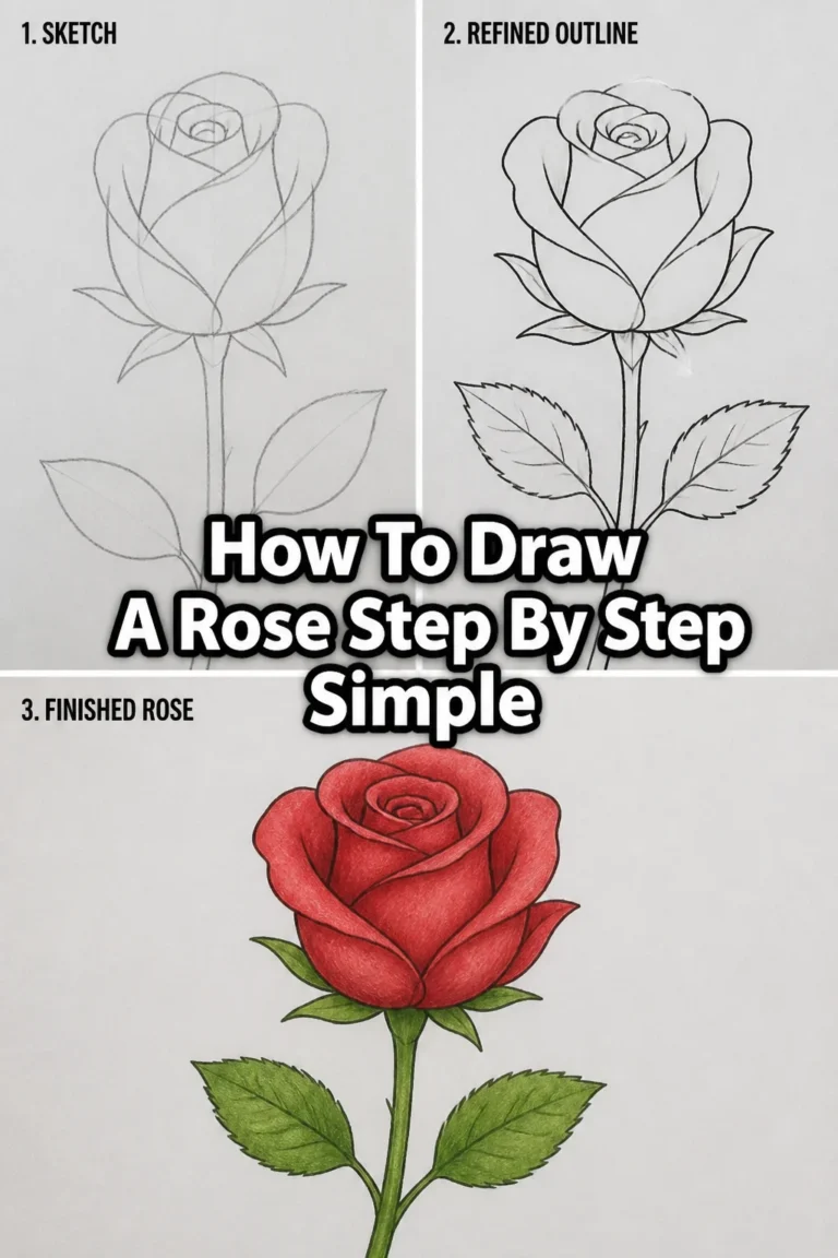 🌹 How To Draw A Rose Step By Step Simple