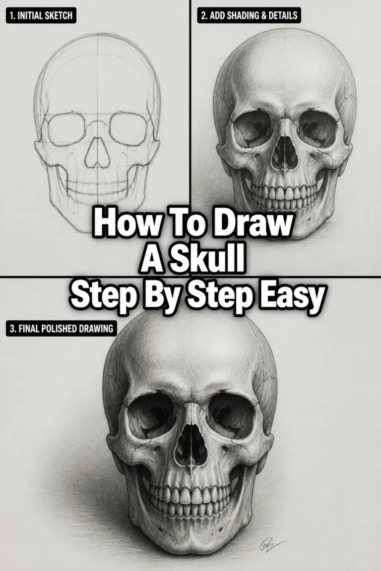 💀 How To Draw A Skull Step By Step Easy
