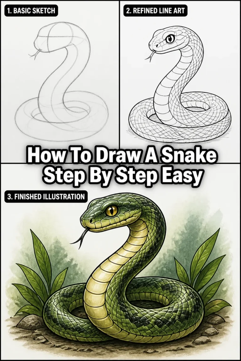 🐍 How To Draw A Snake Step By Step Easy