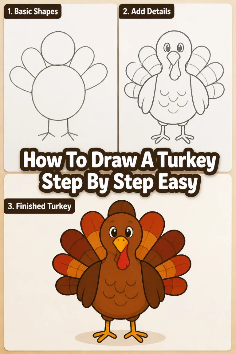 🦃 How To Draw A Turkey Step By Step Easy