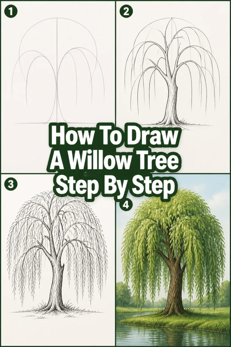🌳 How To Draw A Willow Tree Step By Step