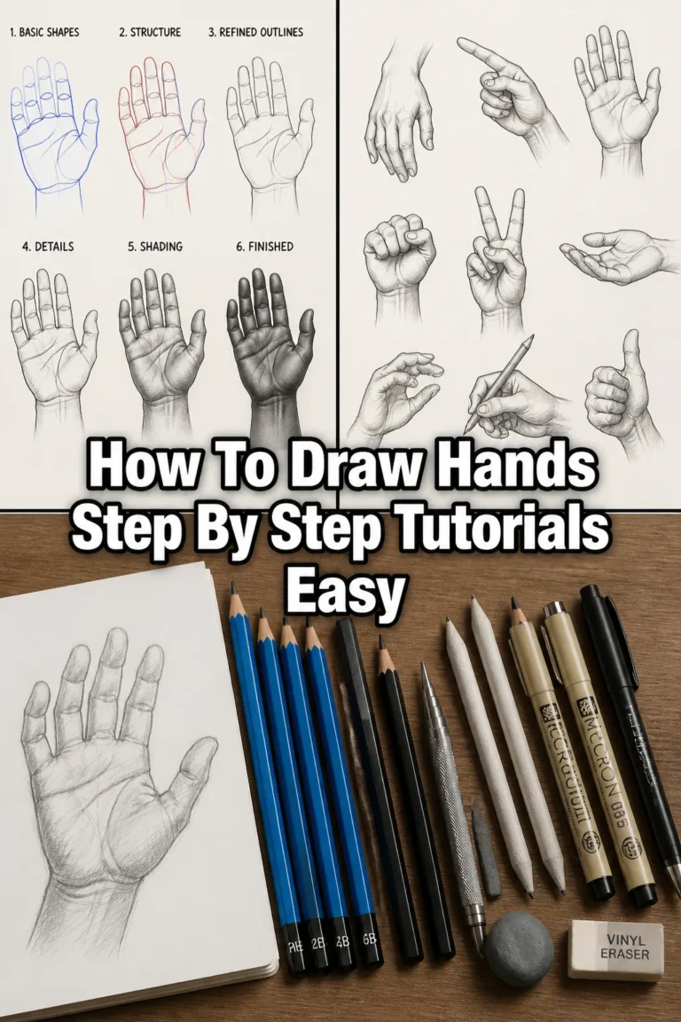 👋 How To Draw Hands Step By Step Tutorials Easy