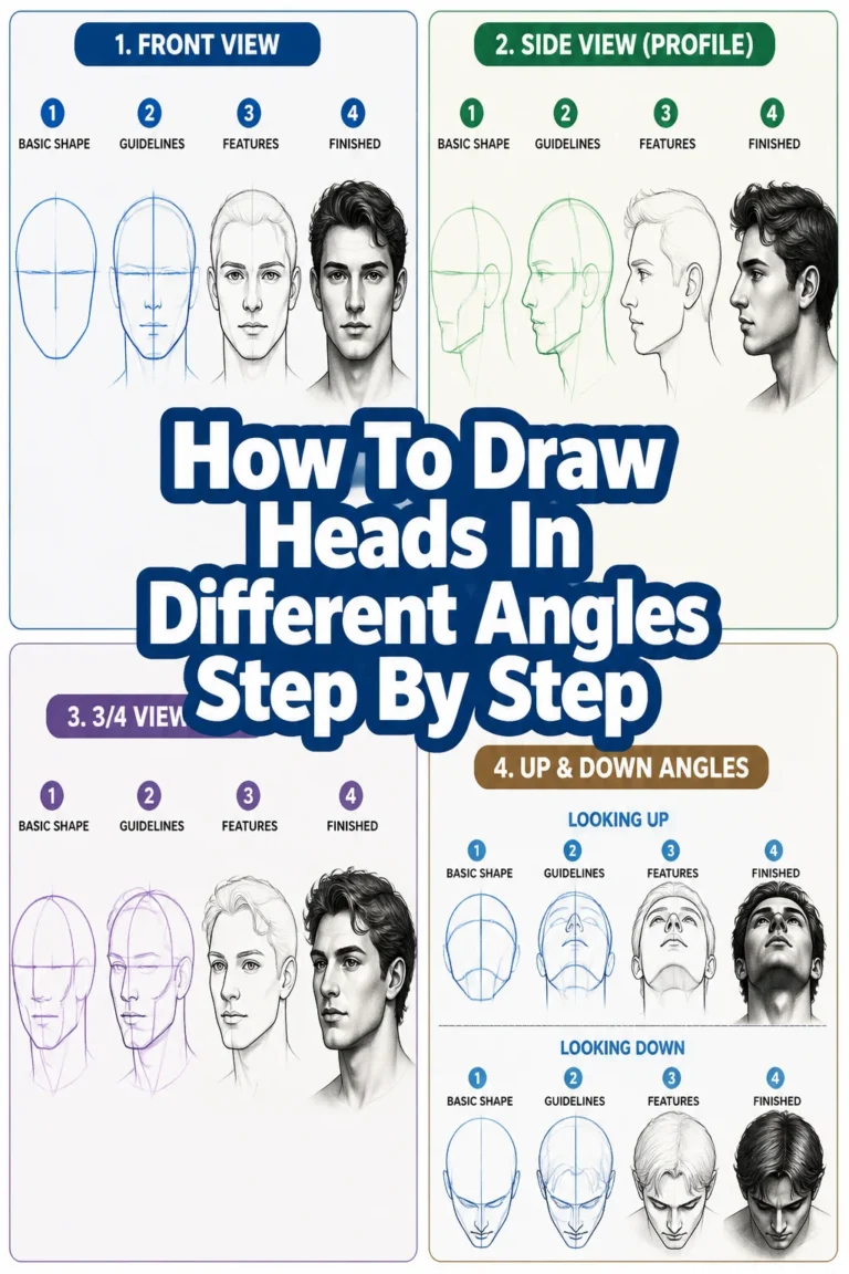 👤 How To Draw Heads In Different Angles Step By Step