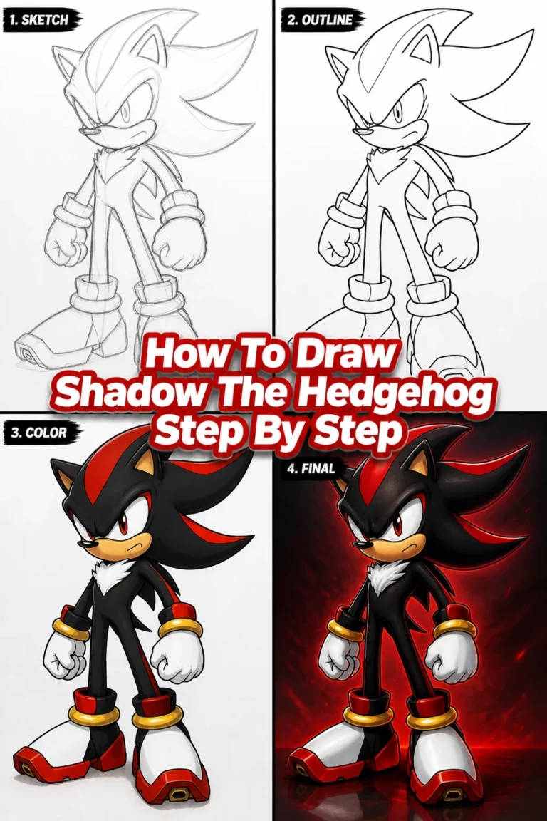 🦔 How To Draw Shadow The Hedgehog Step By Step