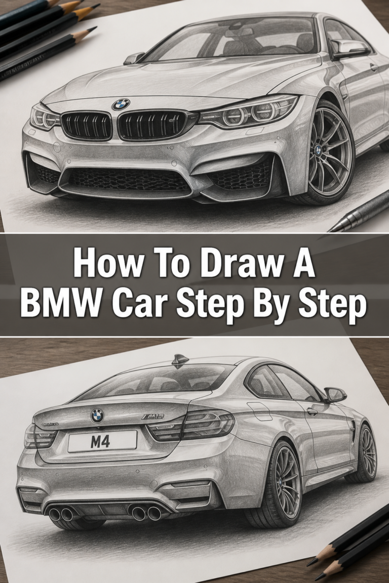 🚗 How To Draw A BMW Car Step By Step