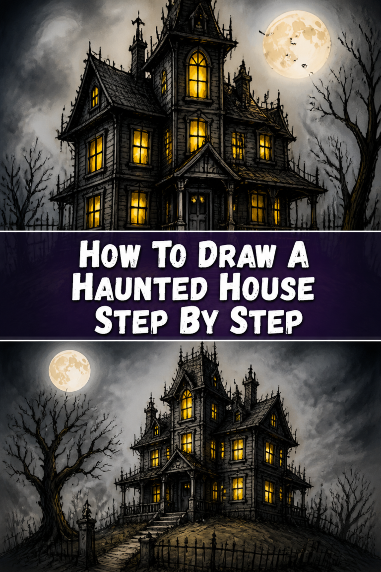 👻 How To Draw A Haunted House Step By Step