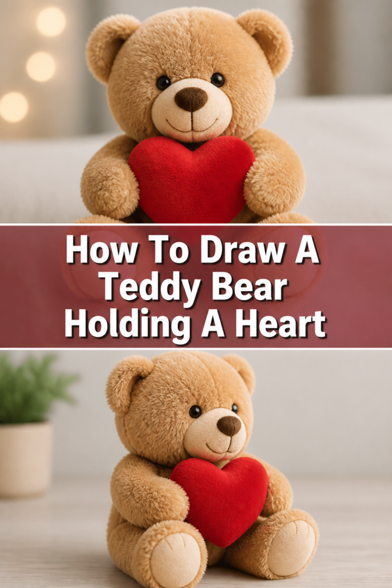 🐻 How To Draw A Teddy Bear Holding A Heart